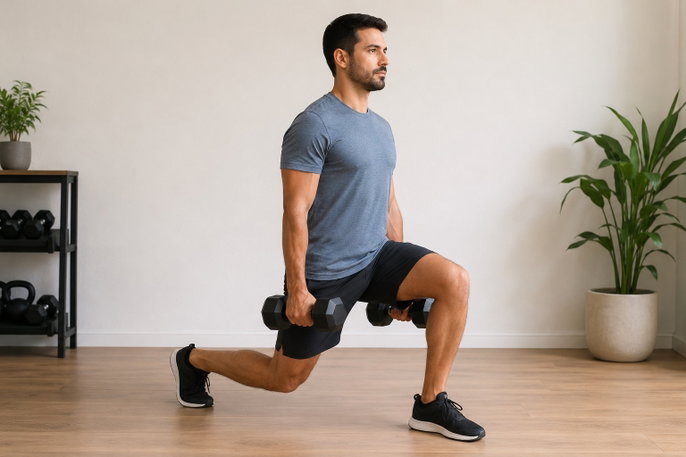 Dumbbell reverse lunge | AI-generated image