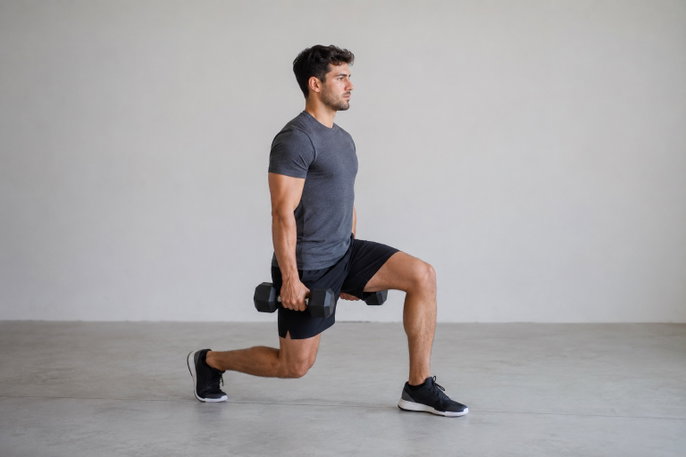 Dumbbell walking lunge | AI-generated image
