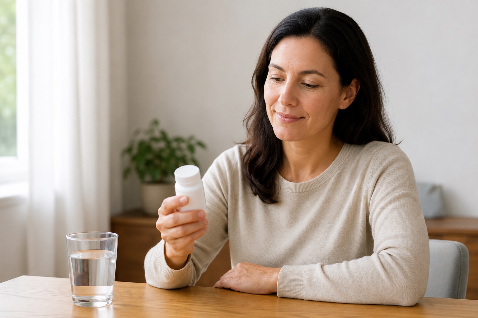 AI-generated image - Woman reading medicaton bottle