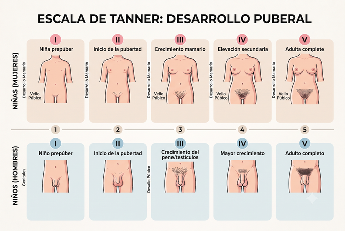 Escala de Tanner. Imagen generada por IA