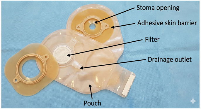 Colostomy bag pieces, image generated using AI
