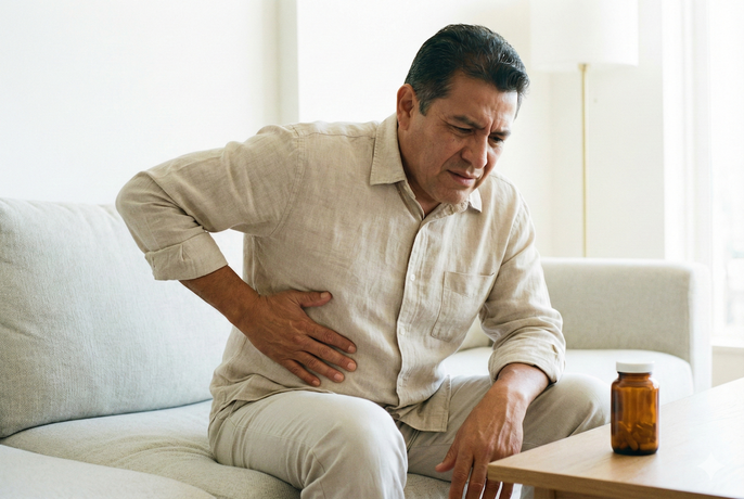 Hombre con hepatitis medicamentosa. Imagen generada por IA