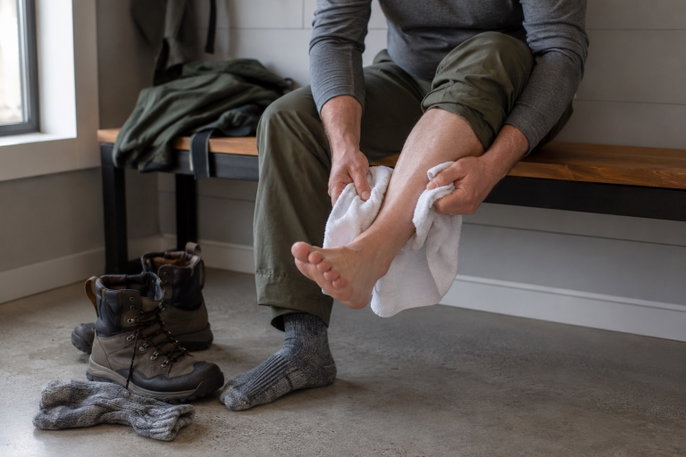 Man assessing foot | AI-generated image