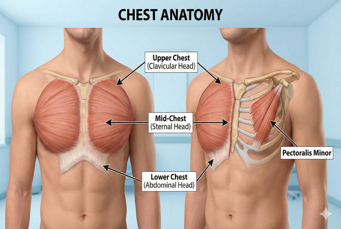 Chest muscles targeted when working out | AI-generated image
