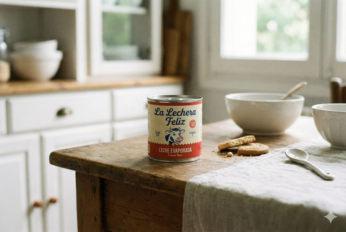 Leche evaporada. Imagen generada por IA