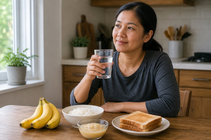 Woman adhering to BRAT diet | AI-generated image