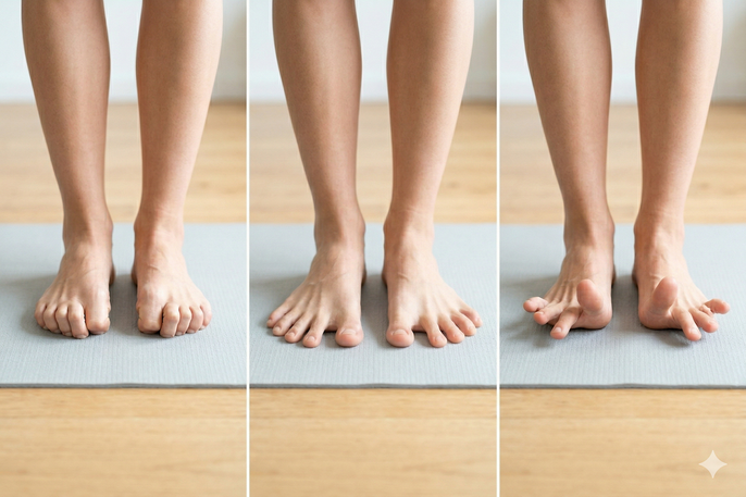 Ejercicio de piedra, papel, tijera con los pies para juanetes generada con IA