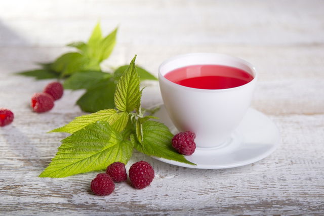 Taza de té de frambuesa