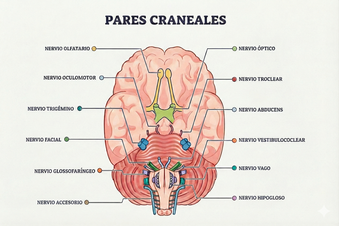 Imagen de pares craneales generada con IA
