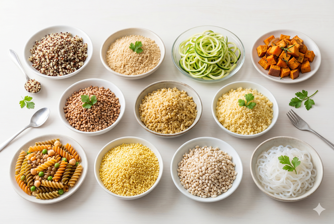 Imagen generada por IA de sustitutos del arroz y el pan