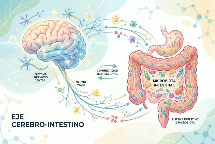 Eje intestino cerebro: Imagen generada por IA
