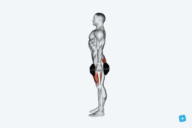 man in living room performing a lunge