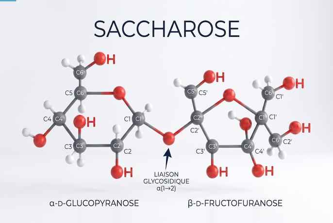 Structure du saccharose. Image générée par IA.