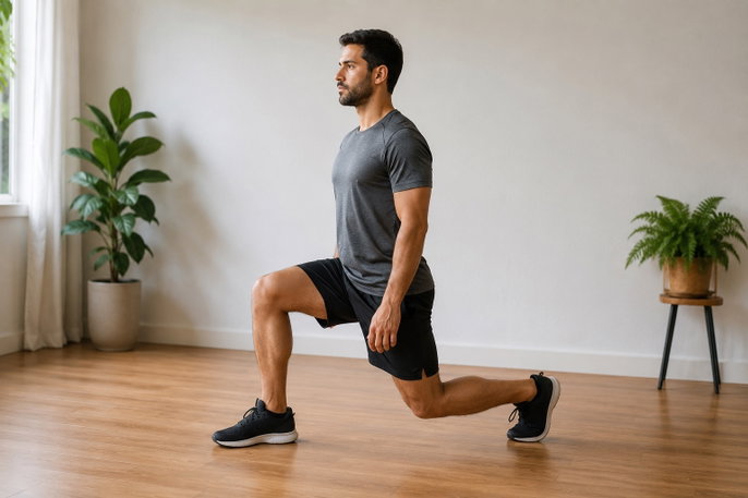 Forward lunge without weight | AI-generated image