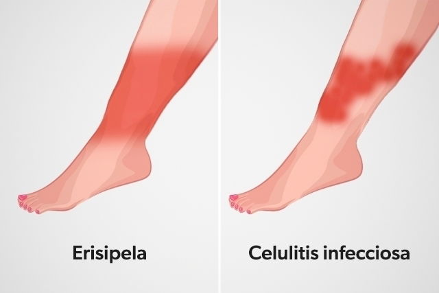 Diferencia entre erisipela y celulitis infecciosa