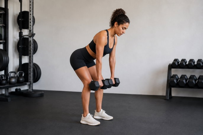 Heavy dumbbell Romanian deadlift | AI-generated image