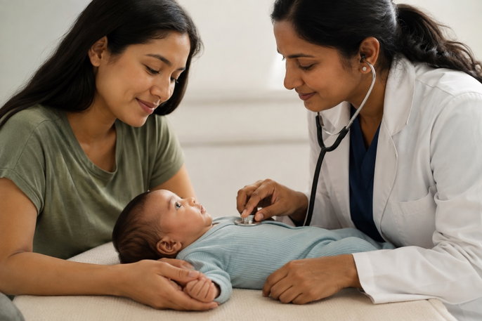 Baby's heart being assessed | AI-generated image