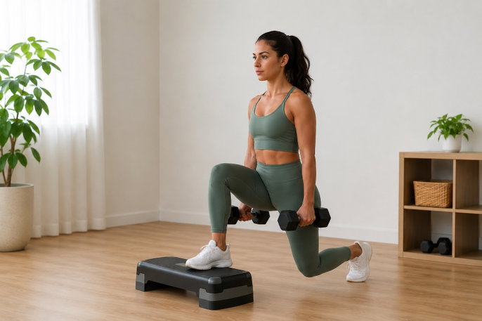 Dumbbell front-foot elevated split squat | AI-generated image
