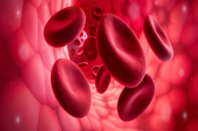 Glóbulos rojos de la sangre que transportan la hemoglobina