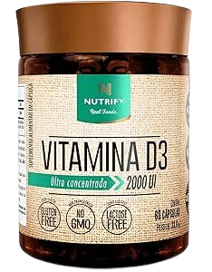 Nutrify - Vitamina D3 60 Caps - 50 mcg por Cápsula - Saúde Óssea e Imunidade - Sem Glúten