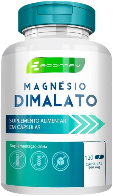 Magnesio Dimalato 100% Puro 120Cáps Importado Maxima Absorção Ecomev